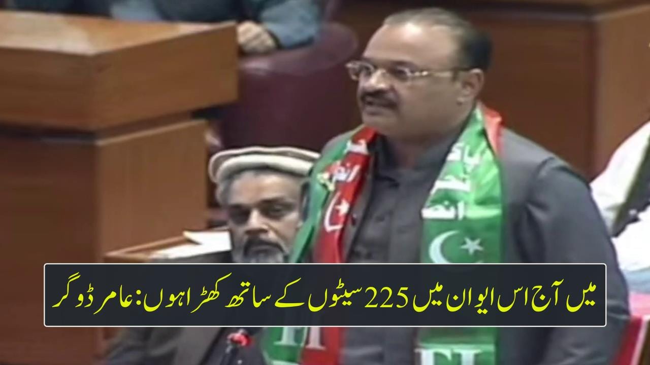 میں225 سیٹوں کے ساتھ آج اس ایوان میں کھڑا ہوں: عامر ڈوگر